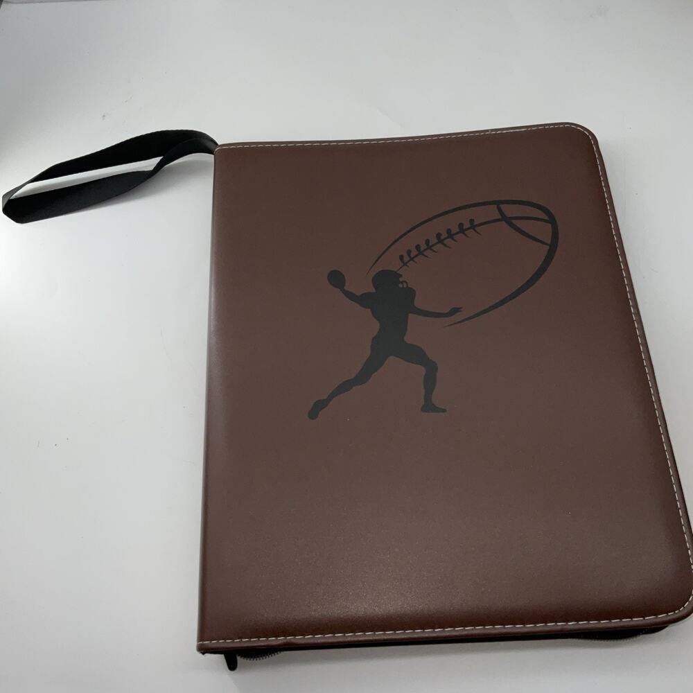 Football Card Binder w/ 30 Binder Sleeves, 540 Card Slots Each Brown Zipper